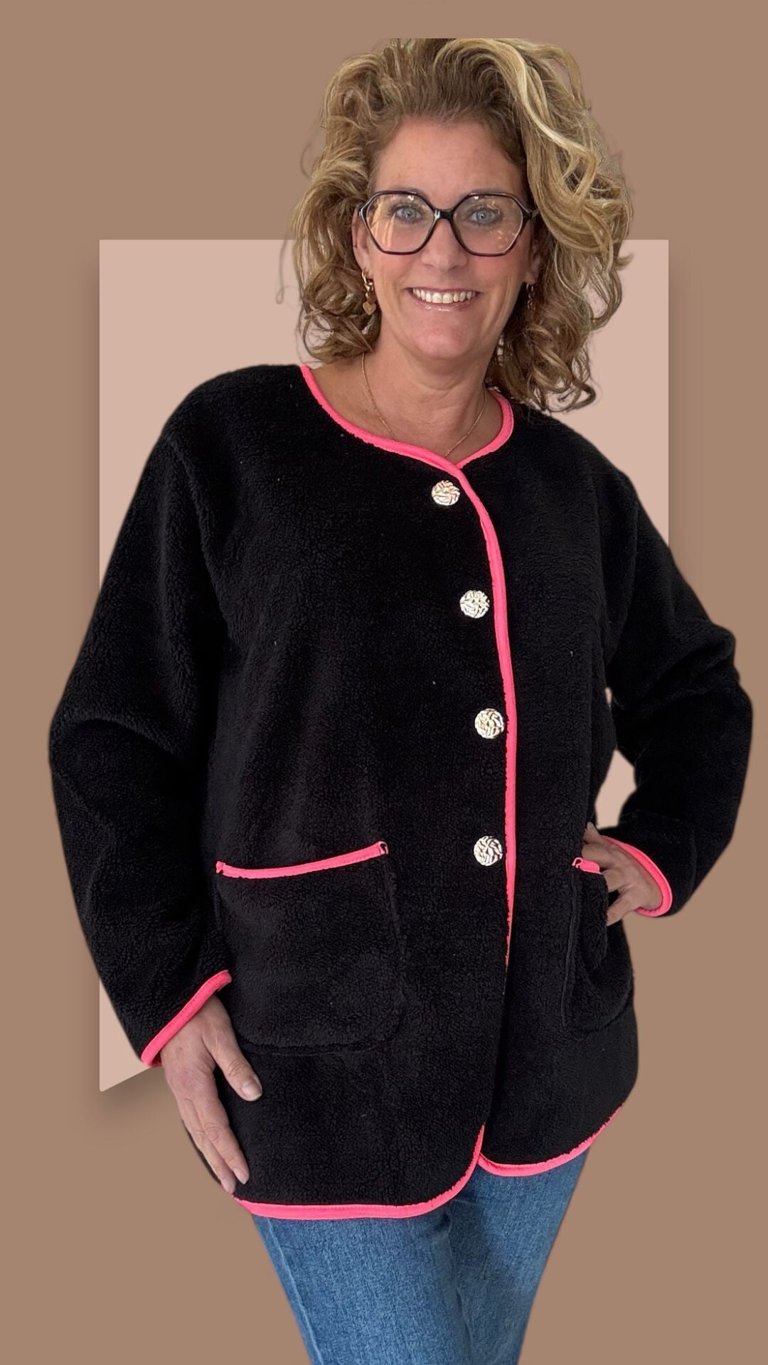 Teddy vest zwart