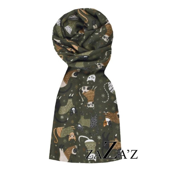 Sjaal met poezen groen