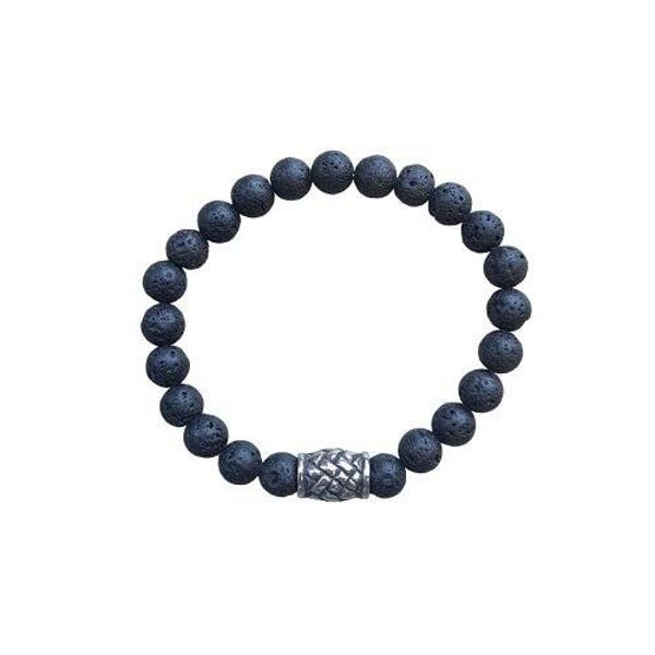 Herenarmband Lavasteen 8 mm met Vlecht kraal