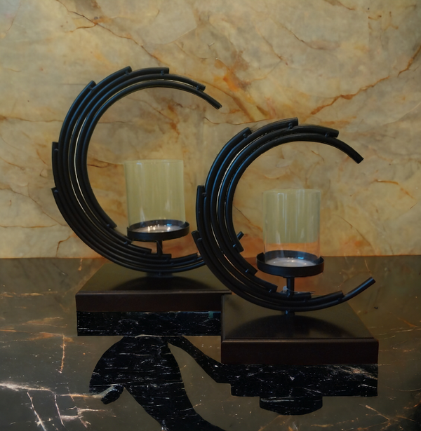 Metalen maan kandelaar groot