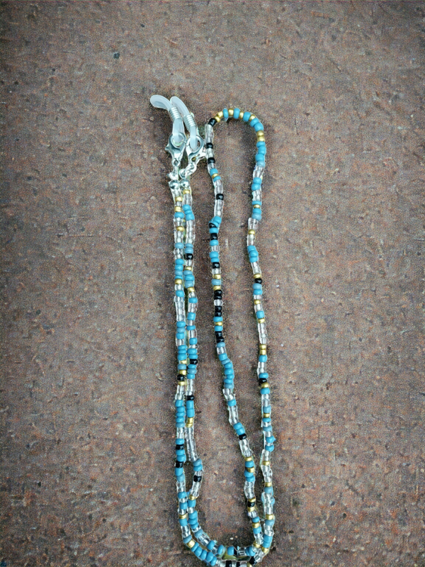 Zonnebrilkoord blauw goud