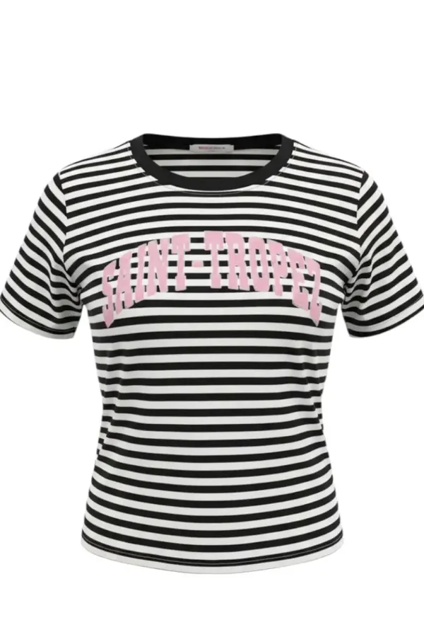 Streep t-shirt "Saint Tropez"  Black white