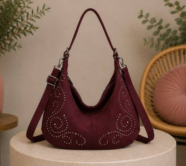 Suedine handtas burgundy