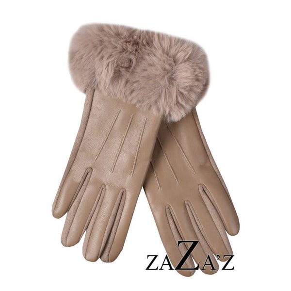 Pu handschoen taupe