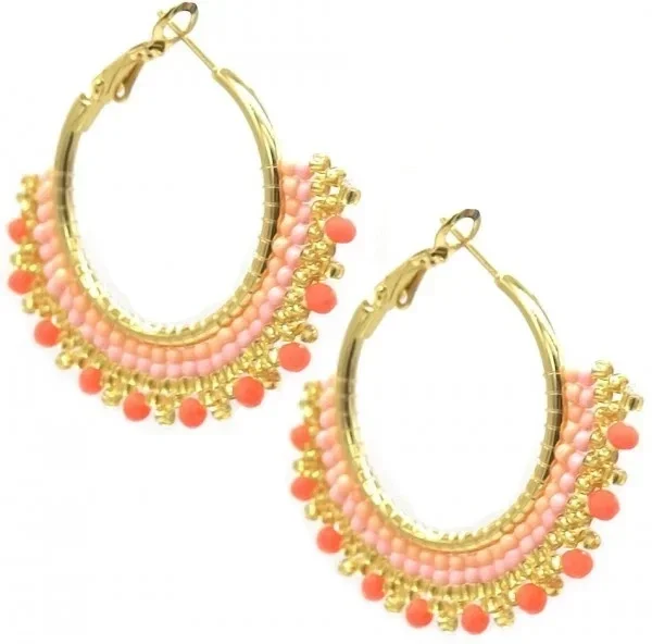 Ibiza zalm/goud ringen