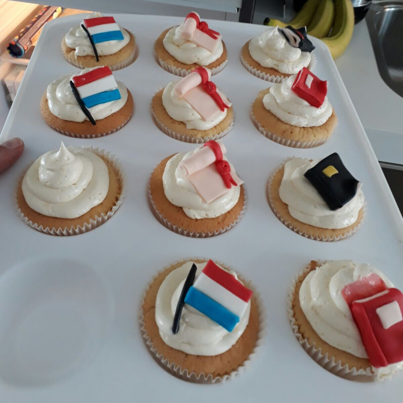Lekkere cupcakes geslaagd, diploma, examen