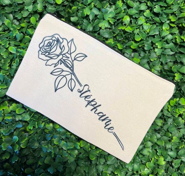 Pochette/trousse rose et son prénom