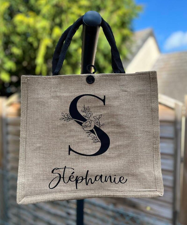 Sac en jute Lettre fleuri