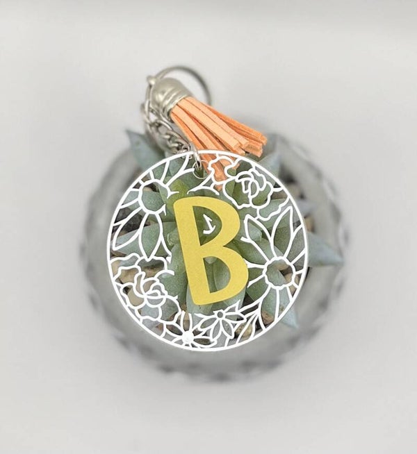 Porte clés transparent rond lettre