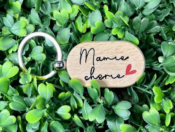 Porte clés en bois ovale