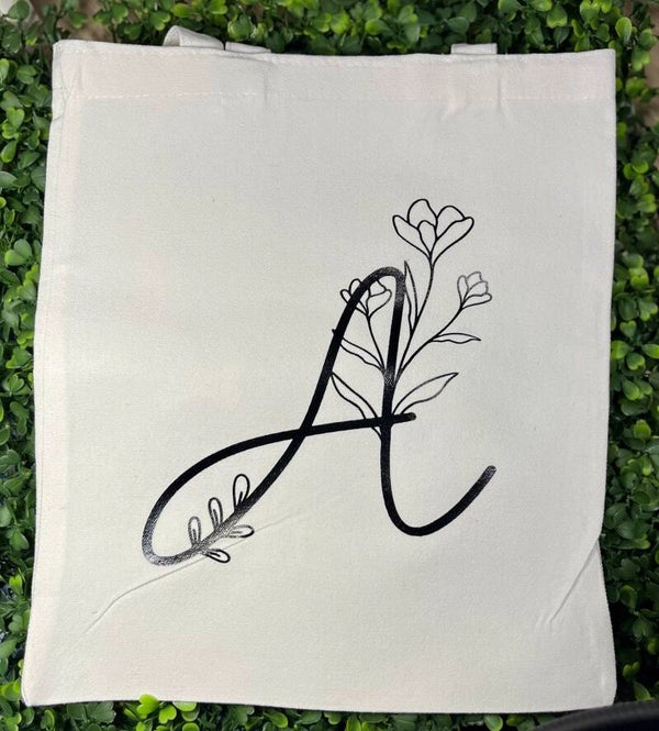 Tote bag lettre fleuri