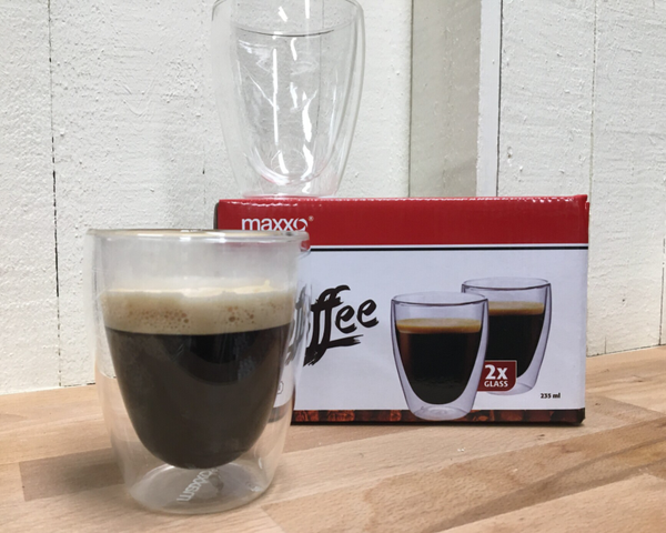 Maxxo Coffee 235ml, Thermo glas, set van 2
