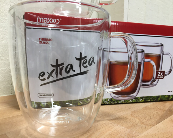 Maxxo Extra tea 480ml, Thermo glas, set van 2