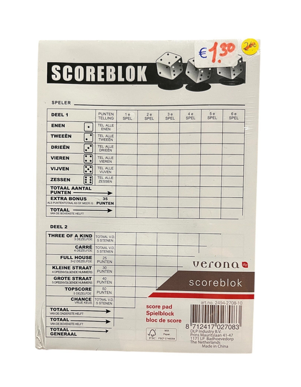 Scoreblok Dobbelen