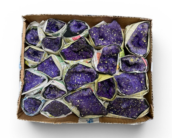 Verkoopdoos 16 Geode Marokko paars (ingekleurd)