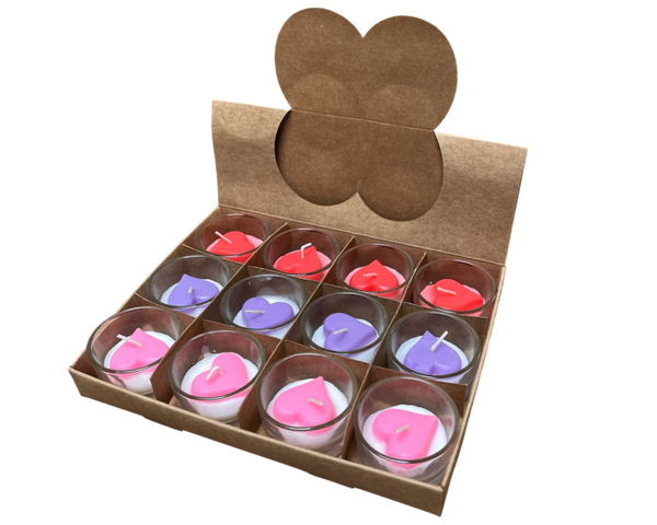 Display waxinelichtjes met hartje (12 stuks)
