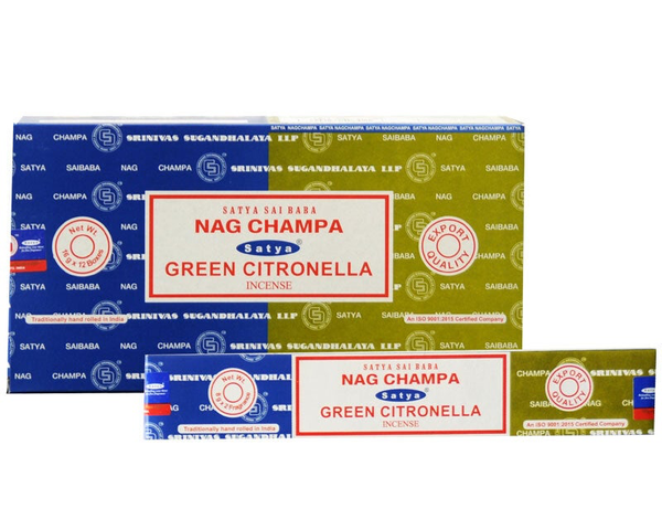 Satya Nag Champa + Green Citronella Overdoos  12 pakjes