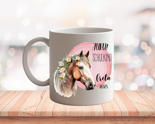 Personalisierte Tasse Einschulung Pferd