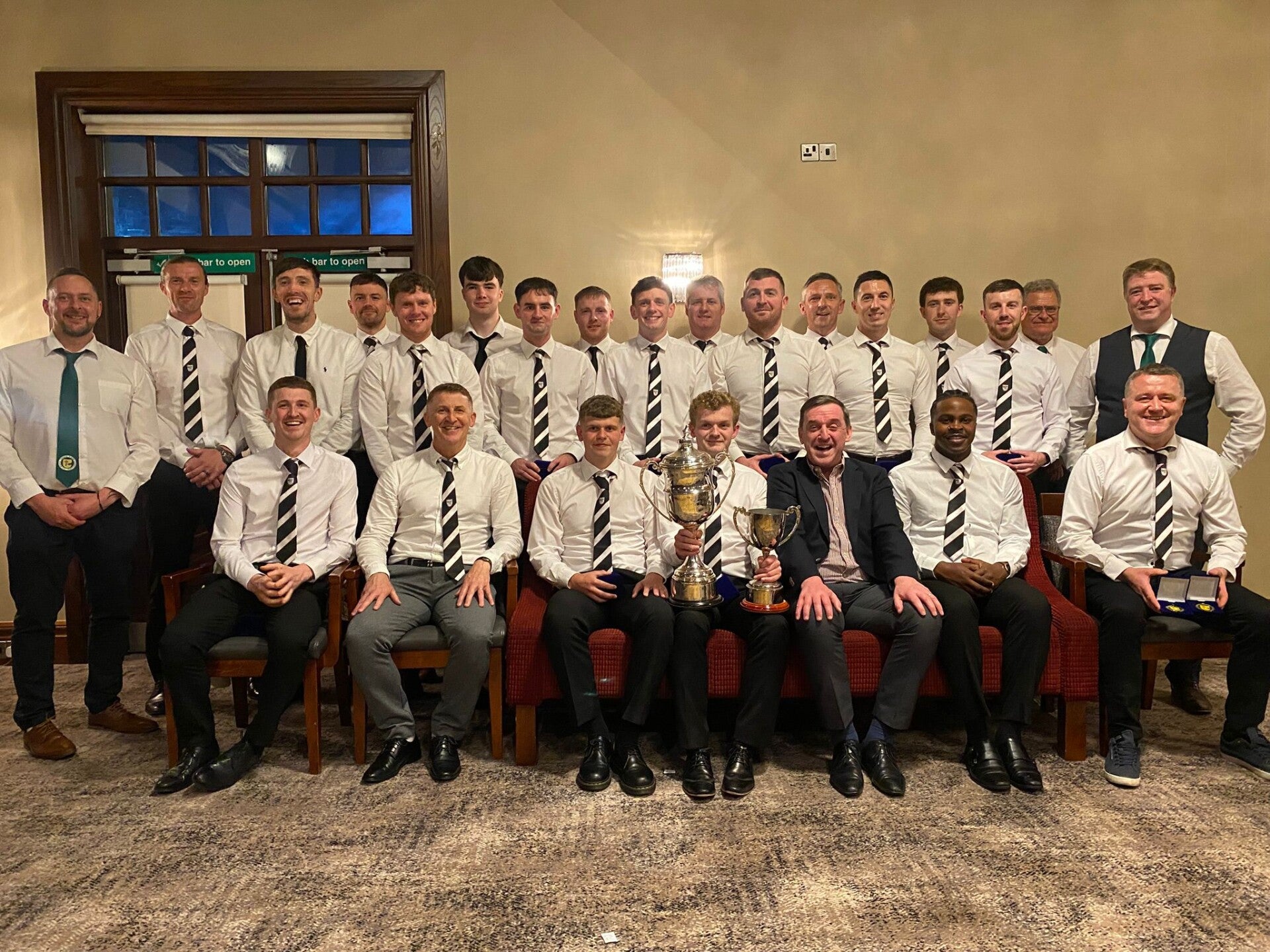 Senior Team management and players at the Donegal Junior League Presentation night on 22nd May 2026
