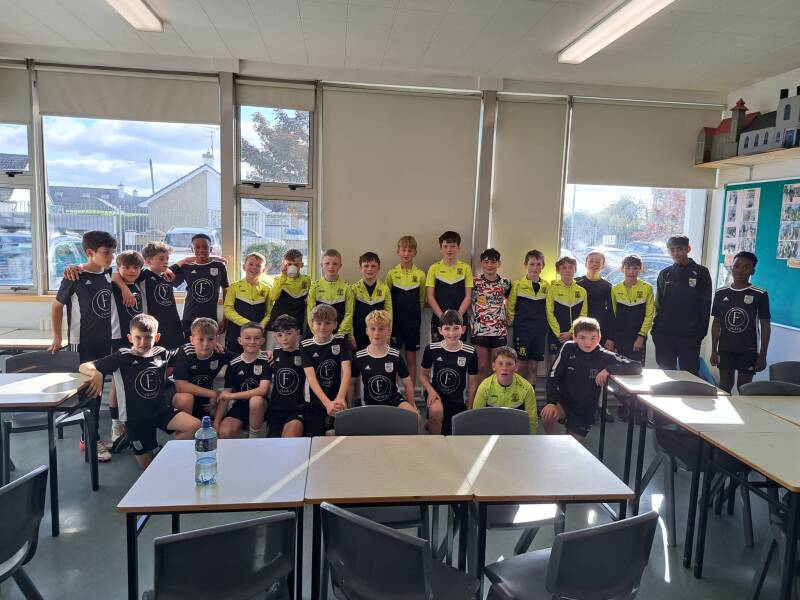 U12s in Monaghan for the SFAI round 2 game against Carrick Rovers on 17th October 2026 pictured are Letterkenny Rovers players with Carrick Rovers team