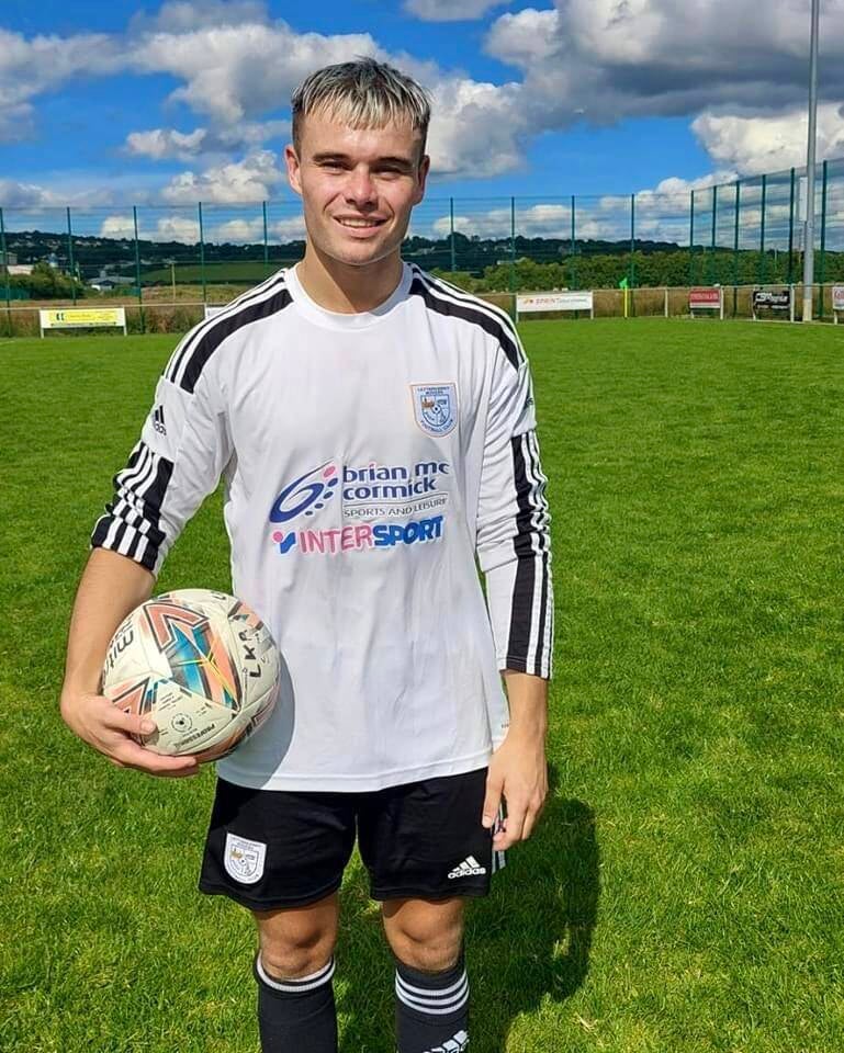Letterkenny Rovers Jordan Nugent with a fine hattrick today on 4th September 2022 as our Donegal League side defeated Bonagee Utd 4-2 in the Brian McCormick Sports cup.