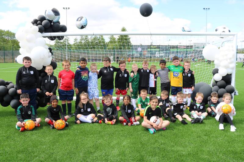 Pitcured are children from the Junior Rovers at the Official opening of the new Astro pitch at Leckview park, the home of Letterkenny Rovers FC.