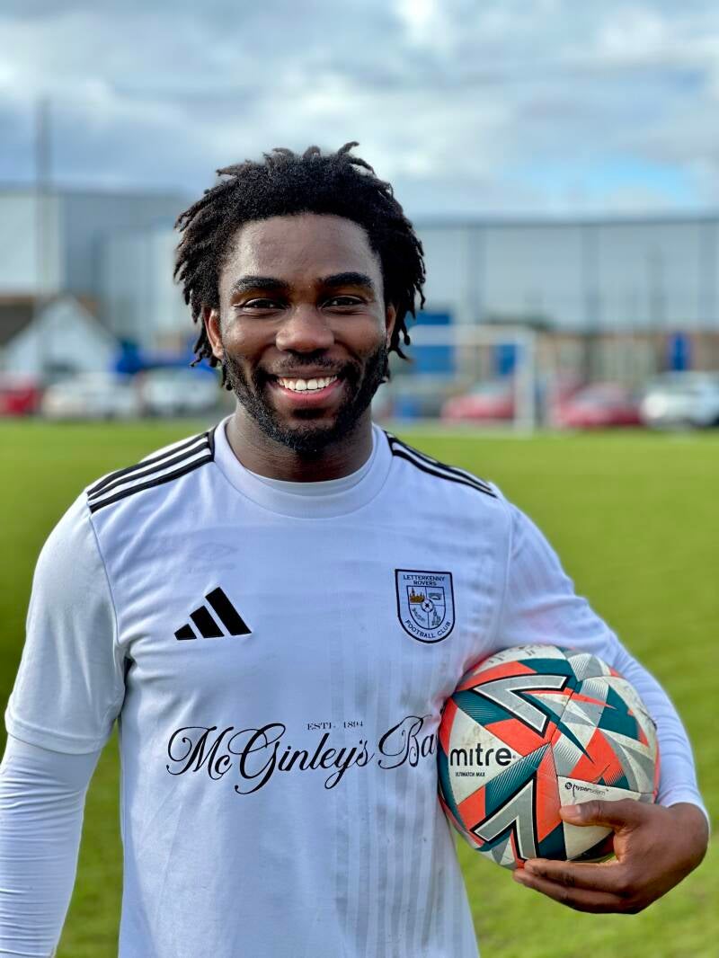 Adejide Alawiye scored 4 goals in game for Letterkenny Rovers against Glencar Celtic 28th Feb 2026