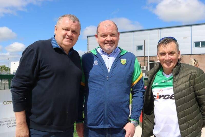 Pictured are Danny McConnell and Ciaran Brogan at the Official opening of the new Astro pitch at Leckview park, the home of Letterkenny Rovers FC.
