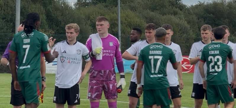 Players from LetterkennyRovers and Mayo FC shake hands in advance of the FAI National League match on 5th September 2026