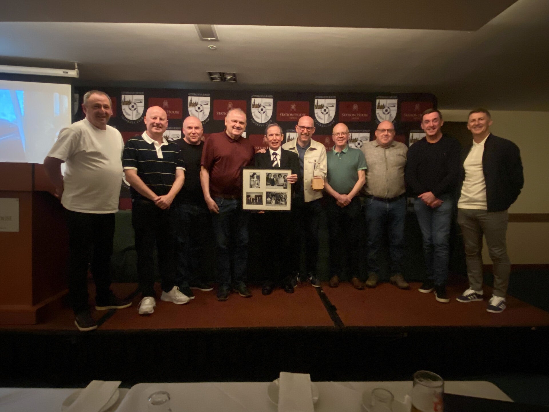Club President, Gerry Meehan pictured with the Letterkenny Rovers Committee