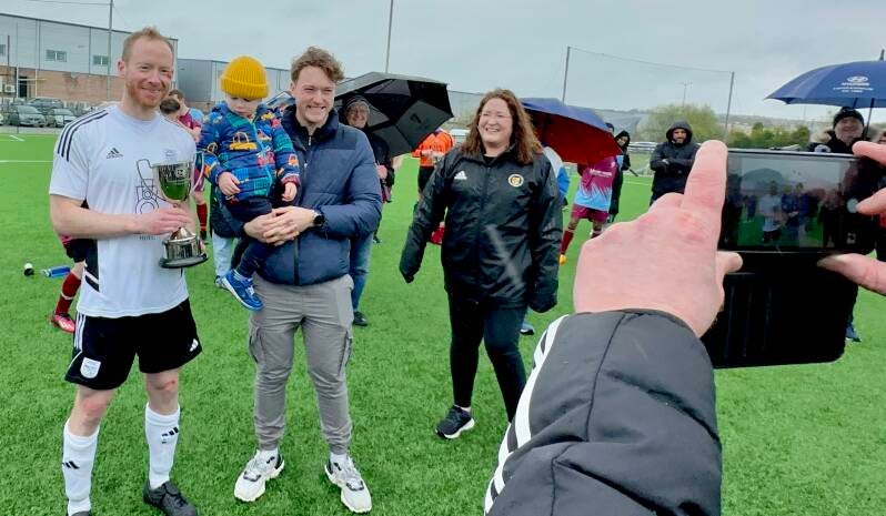 Chris Malseed, Letterkenny Rovers captain receiving the Donegal League TDA Division 1 Trophy
