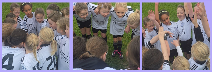 Girls from U8 Letterkenny Rovers in a huddle at a blitz