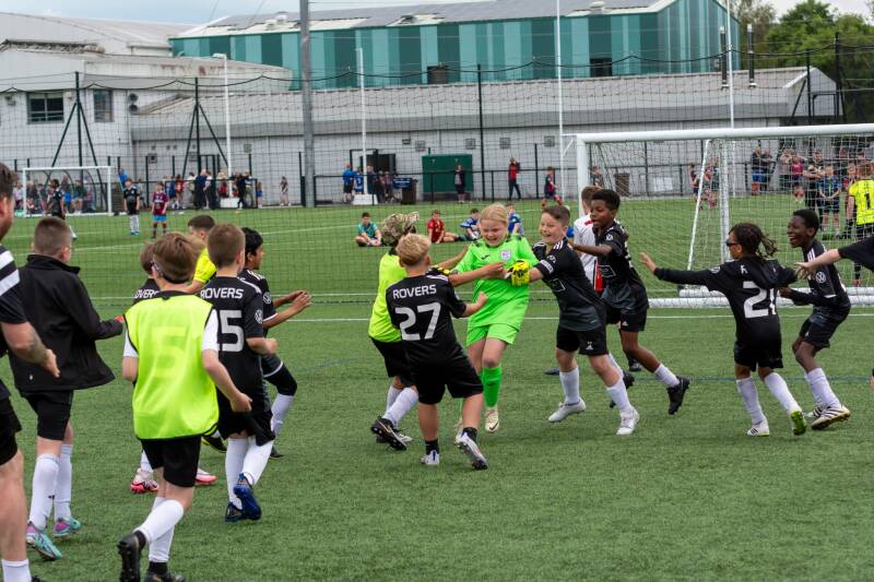 U11 Letterkenny Rovers Colts joy for the players winning thier final game of the Foyle Cup on penalties