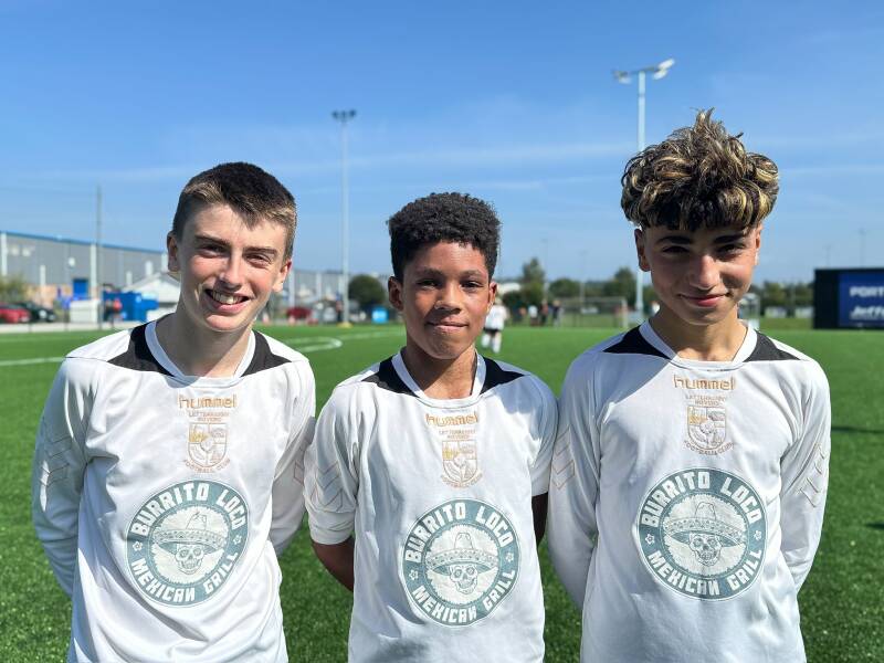 The goalscorers in the 5-2 win over Mulroy Academy.