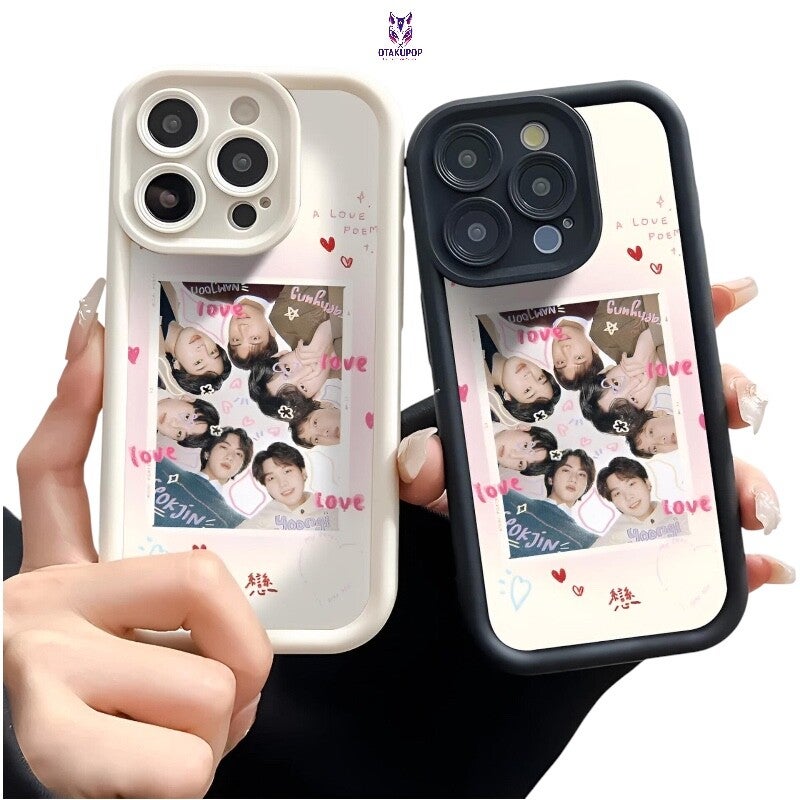 Coque iPhone BTS KPOP en silicone noir et blanc