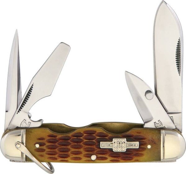 Rough Rider Camp Knife Amber Bone
