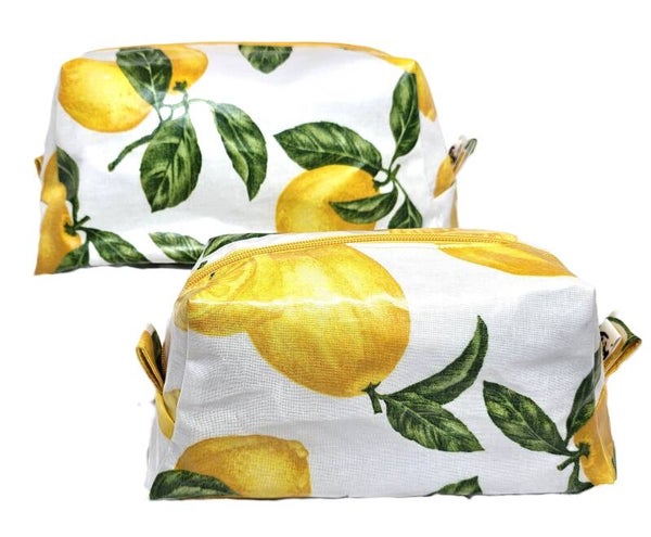 Kulturbeutel mit Zitronenmotiv "Sauer macht lustig"