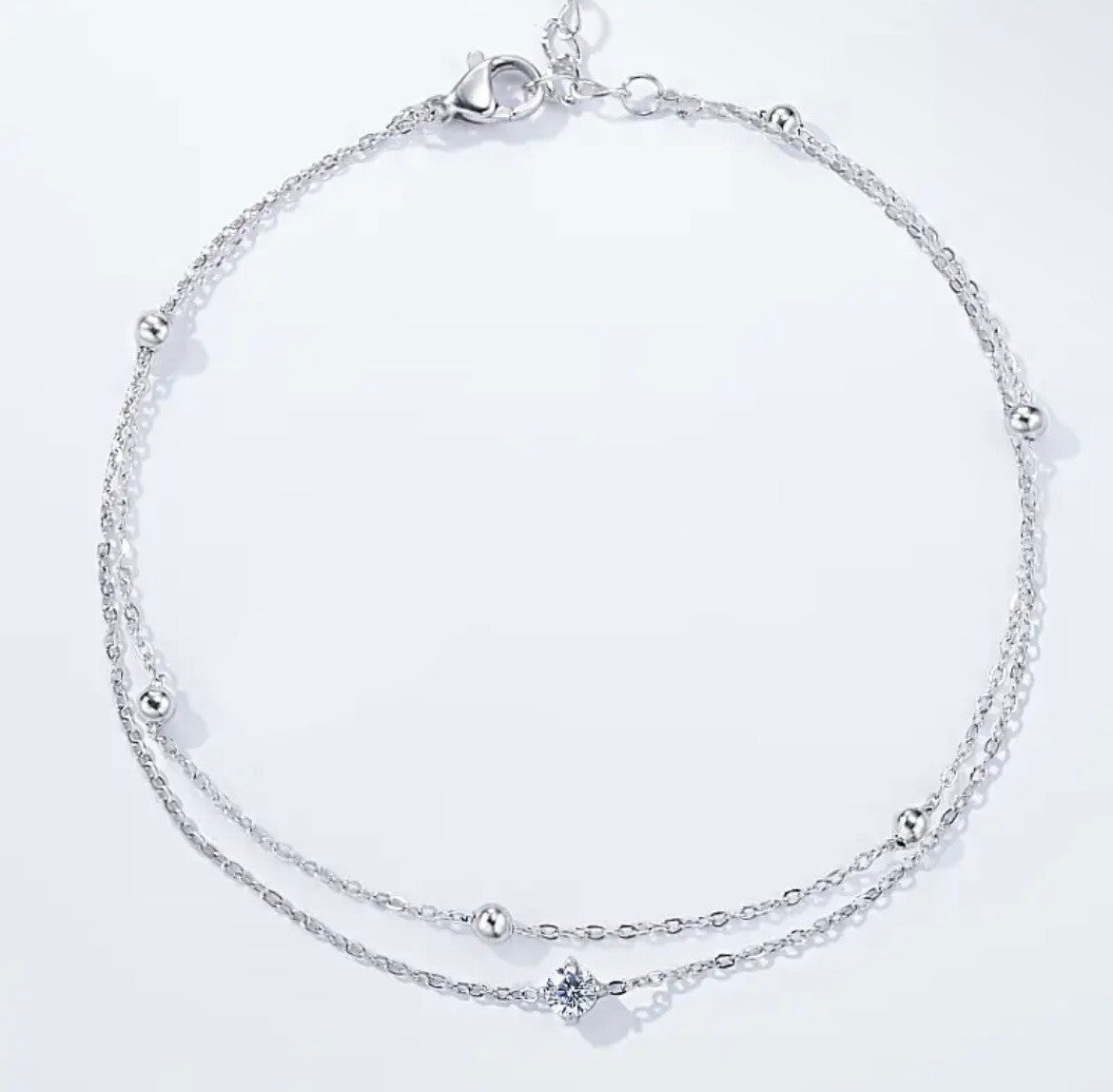 chaines de cheville double rang argent