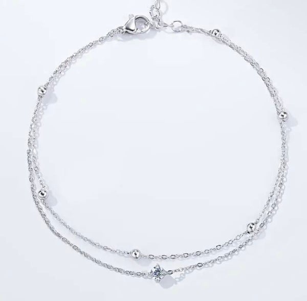 chaines de cheville double rang argent