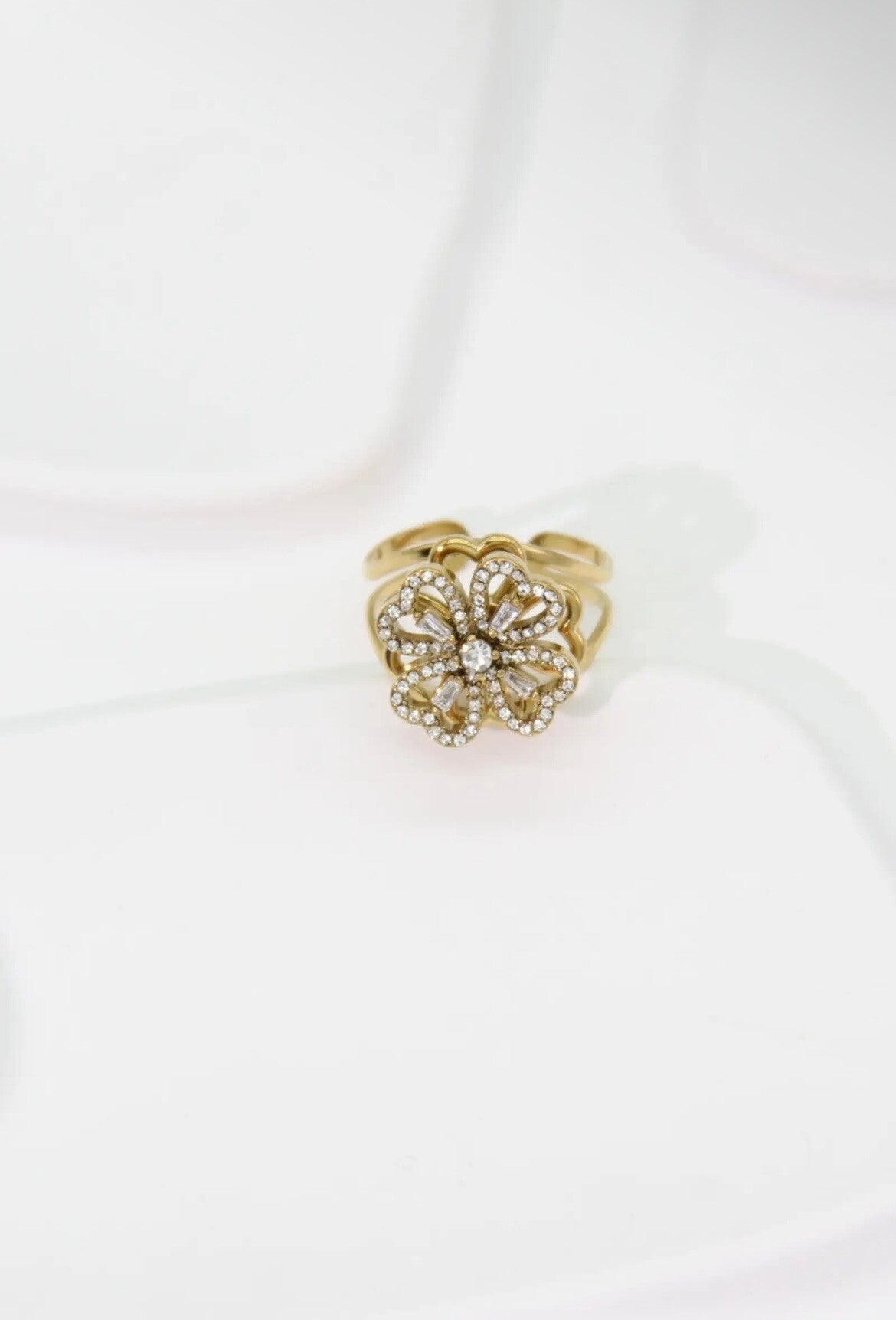 Bague anti stress Fleur Strass