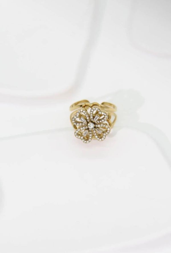 Bague anti stress Fleur Strass