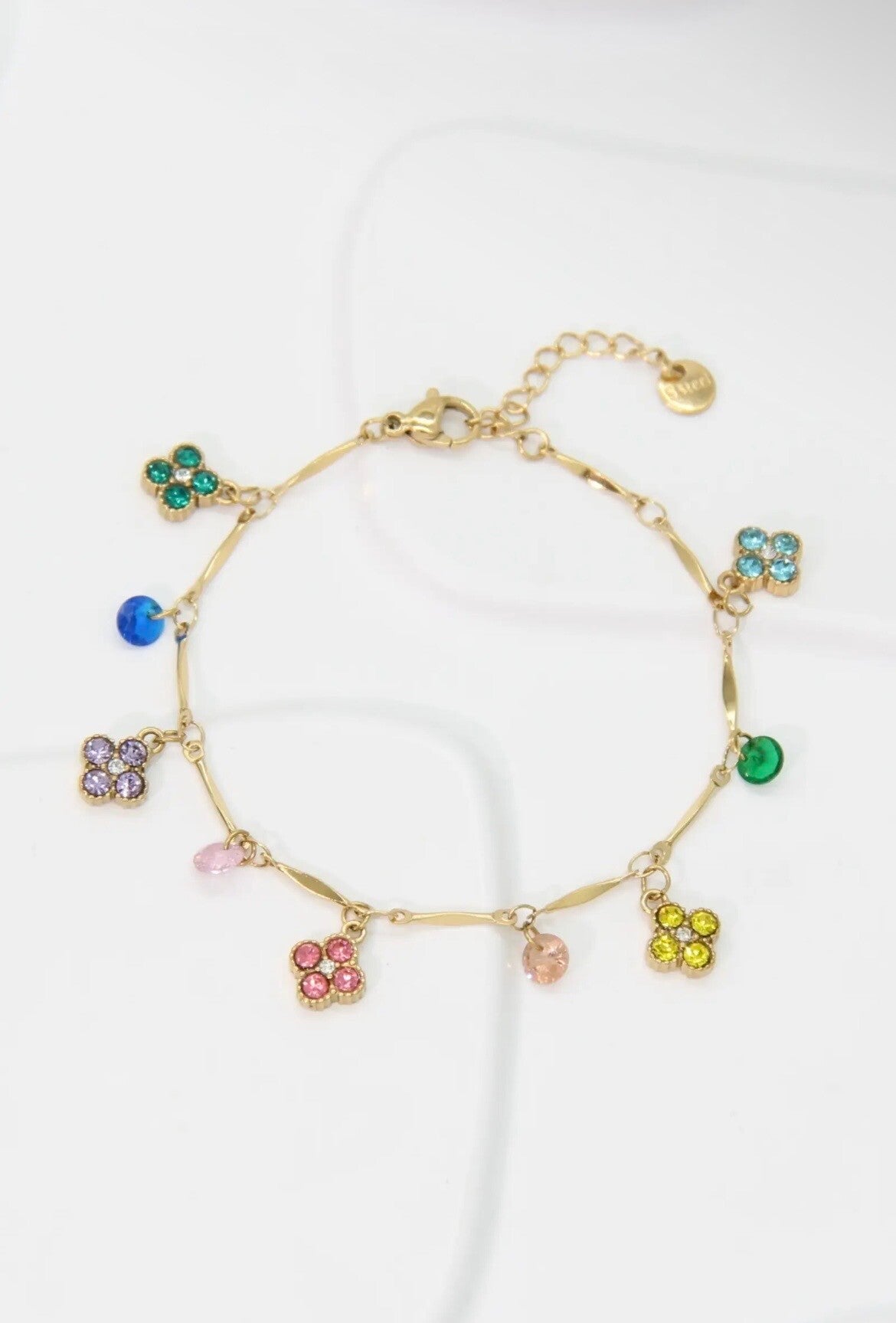 Bracelet fleurs strass multicolor