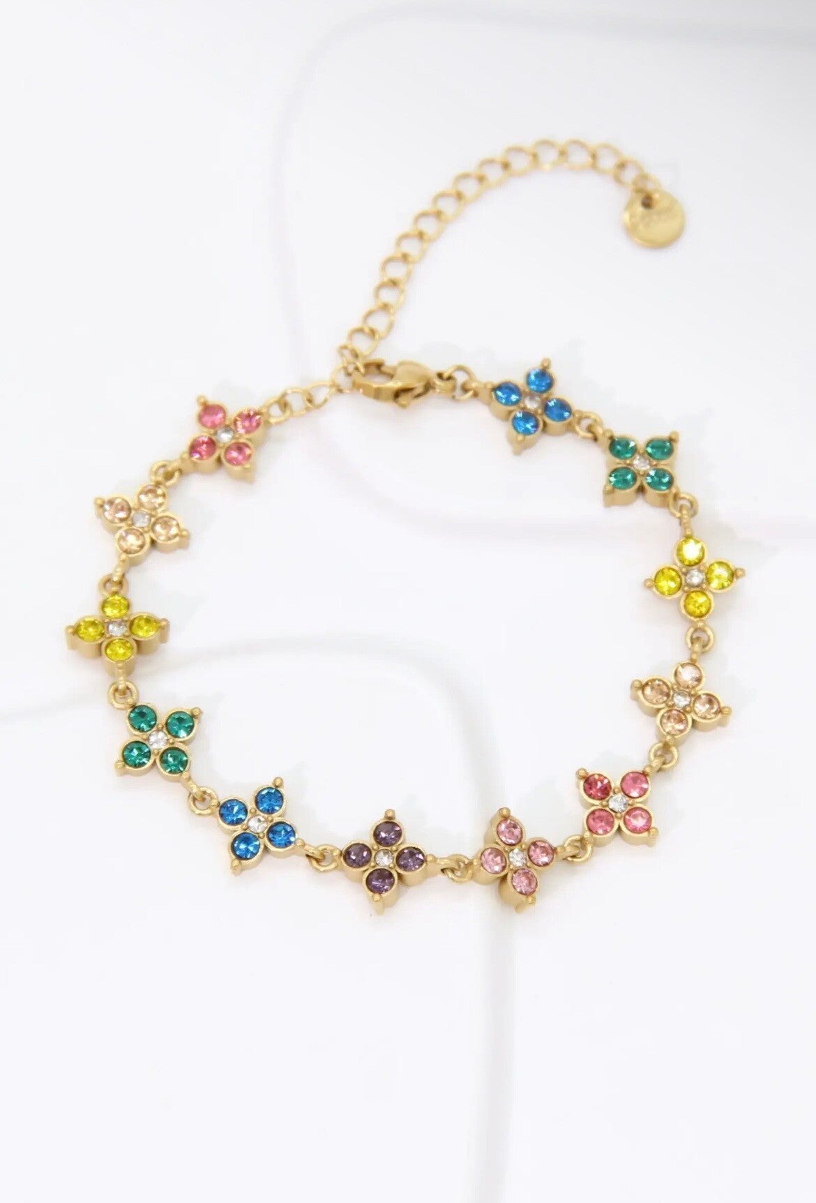 Bracelet fleurs strass multicolor
