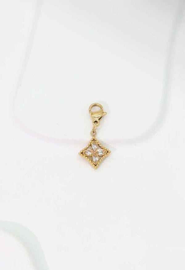Charm Fleur losange en Zircon