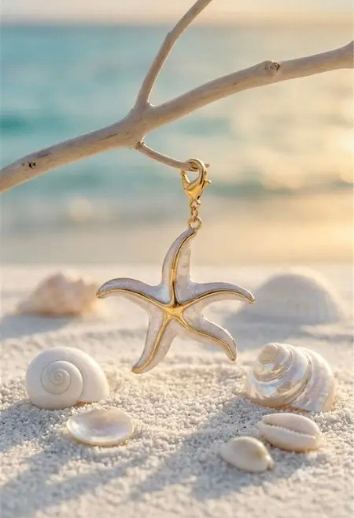 Charm étoile de mer émaillée - blanc