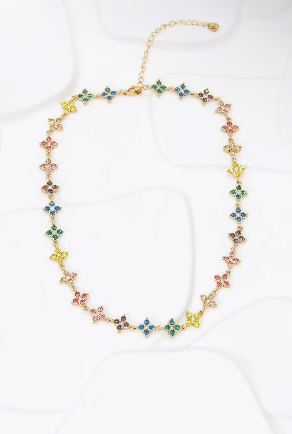 Collier Fleur strass - Multicolor
