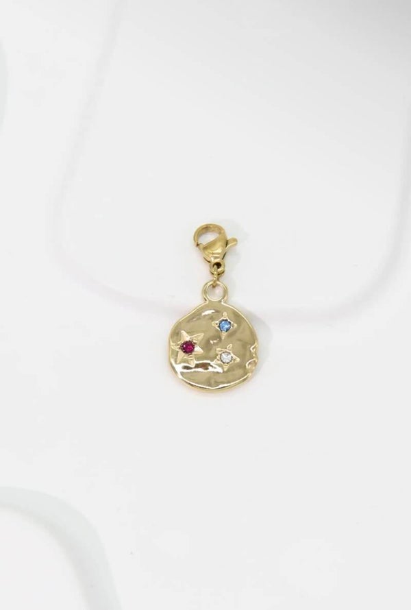 Charm médaille étoiles & strass