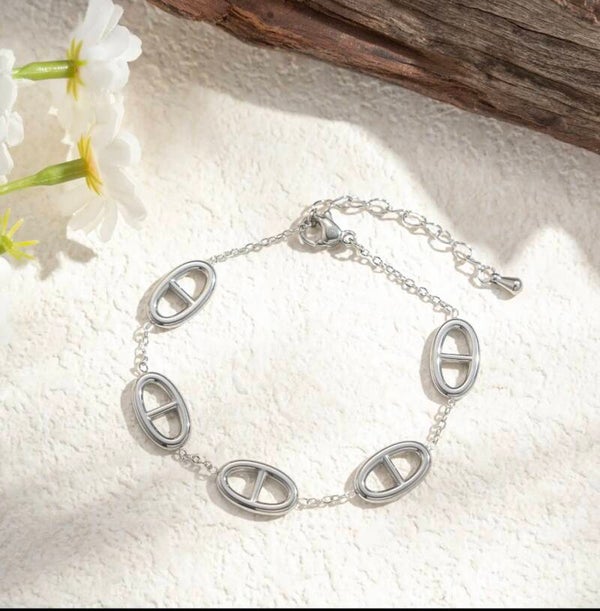 Bracelet à maillons ovales argent