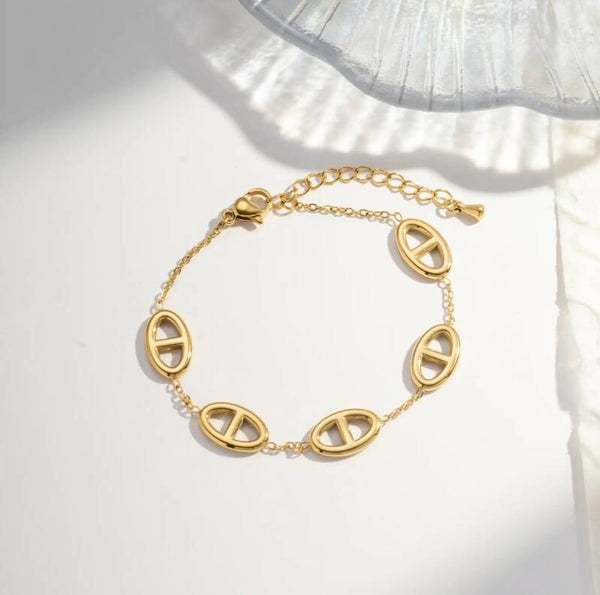 Bracelet maillons ovales or