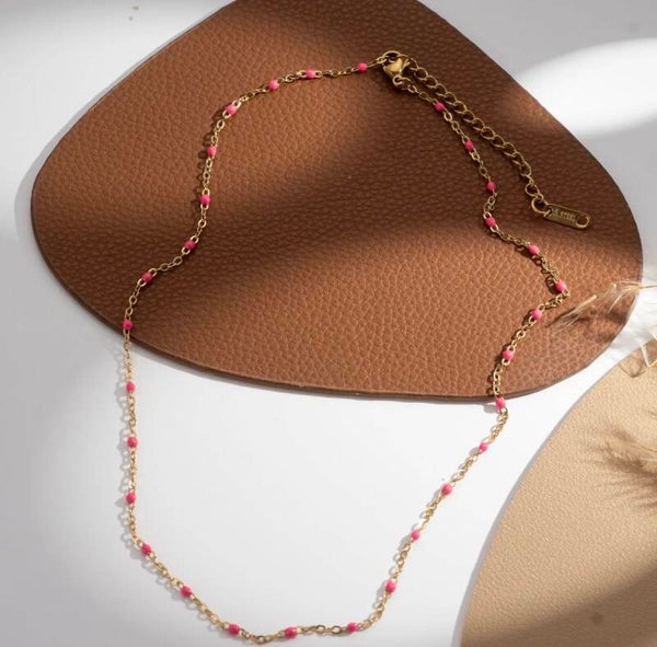 Collier perle fines - Rose